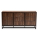 Baxton Studio Neil Modern and Contemporary Walnut Brown Finished Wood and Black Finished Metal 3-Door Dining Room Sideboard Buffet - BSOMPC8009-Walnut-Sideboard