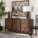 Baxton Studio Neil Modern and Contemporary Walnut Brown Finished Wood and Black Finished Metal 3-Door Dining Room Sideboard Buffet - BSOMPC8009-Walnut-Sideboard