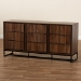 Baxton Studio Neil Modern and Contemporary Walnut Brown Finished Wood and Black Finished Metal 3-Door Dining Room Sideboard Buffet - BSOMPC8009-Walnut-Sideboard