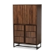 Baxton Studio Neil Modern and Contemporary Walnut Brown Finished Wood and Black Finished Metal Multipurpose Storage Cabinet