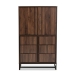 Baxton Studio Neil Modern and Contemporary Walnut Brown Finished Wood and Black Finished Metal Multipurpose Storage Cabinet - BSOMPC8010-Walnut-Cabinet
