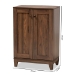 Baxton Studio Nissa Modern and Contemporary Walnut Brown Finished Wood 2-Door Shoe Storage Cabinet - BSOMPC8017-Walnut-Shoe Cabinet
