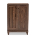 Baxton Studio Nissa Modern and Contemporary Walnut Brown Finished Wood 2-Door Shoe Storage Cabinet - BSOMPC8017-Walnut-Shoe Cabinet