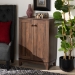Baxton Studio Nissa Modern and Contemporary Walnut Brown Finished Wood 2-Door Shoe Storage Cabinet - BSOMPC8017-Walnut-Shoe Cabinet