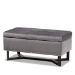 Baxton Studio Esther Modern and Contemporary Grey Velvet Fabric Upholstered and Dark Brown Finished Wood Storage Ottoman