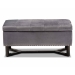 Baxton Studio Esther Modern and Contemporary Grey Velvet Fabric Upholstered and Dark Brown Finished Wood Storage Ottoman - BSOWS-20716-Grey/Espresso-Otto