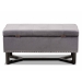 Baxton Studio Esther Modern and Contemporary Grey Velvet Fabric Upholstered and Dark Brown Finished Wood Storage Ottoman - BSOWS-20716-Grey/Espresso-Otto