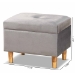 Baxton Studio Elias Modern and Contemporary Grey Velvet Fabric Upholstered and Oak Brown Finished Wood Storage Ottoman - BSOJY20A250-Grey Velvet-Otto