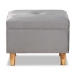Baxton Studio Elias Modern and Contemporary Grey Velvet Fabric Upholstered and Oak Brown Finished Wood Storage Ottoman - BSOJY20A250-Grey Velvet-Otto