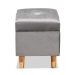 Baxton Studio Elias Modern and Contemporary Grey Velvet Fabric Upholstered and Oak Brown Finished Wood Storage Ottoman - BSOJY20A250-Grey Velvet-Otto
