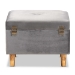 Baxton Studio Elias Modern and Contemporary Grey Velvet Fabric Upholstered and Oak Brown Finished Wood Storage Ottoman - BSOJY20A250-Grey Velvet-Otto