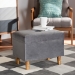 Baxton Studio Elias Modern and Contemporary Grey Velvet Fabric Upholstered and Oak Brown Finished Wood Storage Ottoman - BSOJY20A250-Grey Velvet-Otto