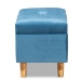 Baxton Studio Elias Modern and Contemporary Sky Blue Velvet Fabric Upholstered and Oak Brown Finished Wood Storage Ottoman - BSOJY20A250-Sky Blue Velvet-Otto