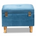 Baxton Studio Elias Modern and Contemporary Sky Blue Velvet Fabric Upholstered and Oak Brown Finished Wood Storage Ottoman - BSOJY20A250-Sky Blue Velvet-Otto