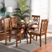 Baxton Studio Liese Modern and Contemporary Transitional Walnut Brown Finished Wood 5-Piece Dining Set - BSOLiese-Walnut-5PC Dining Set