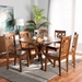 Baxton Studio Liese Modern and Contemporary Transitional Walnut Brown Finished Wood 7-Piece Dining Set - BSOLiese-Walnut-7PC Dining Set