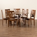 Baxton Studio Liese Modern and Contemporary Transitional Walnut Brown Finished Wood 7-Piece Dining Set - BSOLiese-Walnut-7PC Dining Set