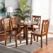 Baxton Studio Mina Modern and Contemporary Transitional Walnut Brown Finished Wood 5-Piece Dining Set - BSOMina-Walnut-5PC Dining Set