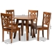 Baxton Studio Mina Modern and Contemporary Transitional Walnut Brown Finished Wood 5-Piece Dining Set - BSOMina-Walnut-5PC Dining Set