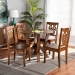 Baxton Studio Valda Modern and Contemporary Transitional Walnut Brown Finished Wood 5-Piece Dining Set - BSOValda-Walnut-5PC Dining Set