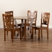 Baxton Studio Valda Modern and Contemporary Transitional Walnut Brown Finished Wood 5-Piece Dining Set - BSOValda-Walnut-5PC Dining Set