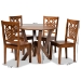 Baxton Studio Valda Modern and Contemporary Transitional Walnut Brown Finished Wood 5-Piece Dining Set - BSOValda-Walnut-5PC Dining Set