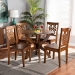 Baxton Studio Wanda Modern and Contemporary Transitional Walnut Brown Finished Wood 5-Piece Dining Set - BSOWanda-Walnut-5PC Dining Set