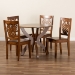 Baxton Studio Wanda Modern and Contemporary Transitional Walnut Brown Finished Wood 5-Piece Dining Set - BSOWanda-Walnut-5PC Dining Set