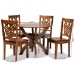 Baxton Studio Wanda Modern and Contemporary Transitional Walnut Brown Finished Wood 5-Piece Dining Set - BSOWanda-Walnut-5PC Dining Set