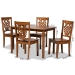 Baxton Studio Luisa Modern and Contemporary Transitional Walnut Brown Finished Wood 5-Piece Dining Set - BSOLuisa-Walnut-5PC Dining Set