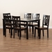 Baxton Studio Luisa Modern and Contemporary Two-Tone Dark Brown and Walnut Brown Finished Wood 7-Piece Dining Set - BSOLuisa-Dark Brown/Walnut-7PC Dining Set