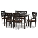 Baxton Studio Luisa Modern and Contemporary Two-Tone Dark Brown and Walnut Brown Finished Wood 7-Piece Dining Set - BSOLuisa-Dark Brown/Walnut-7PC Dining Set