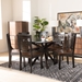 Baxton Studio Liese Modern and Contemporary Transitional Two-Tone Dark Brown and Walnut Brown Finished Wood 7-Piece Dining Set - BSOLiese-Dark Brown/Walnut-7PC Dining Set