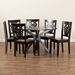 Baxton Studio Liese Modern and Contemporary Transitional Two-Tone Dark Brown and Walnut Brown Finished Wood 7-Piece Dining Set - BSOLiese-Dark Brown/Walnut-7PC Dining Set
