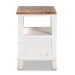 Baxton Studio Glynn Rustic Farmhouse Weathered Two-Tone White and Oak Brown Finished Wood 1-Drawer End Table - BSOJY19Y1063-White/Oak-ET