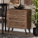 Baxton Studio Calida Mid-Century Modern Whitewashed Natural Brown Finished Wood and Rattan 3-Drawer Storage Cabinet - BSOJYCR19B-002-Rattan-3DW-Cabinet