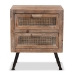 Baxton Studio Calida Mid-Century Modern Whitewashed Natural Brown Finished Wood and Rattan 2-Drawer End Table - BSOJYCR19B-007-Rattan-ET
