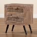 Baxton Studio Calida Mid-Century Modern Whitewashed Natural Brown Finished Wood and Rattan 2-Drawer End Table - BSOJYCR19B-007-Rattan-ET