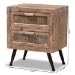 Baxton Studio Calida Mid-Century Modern Whitewashed Natural Brown Finished Wood and Rattan 2-Drawer End Table - BSOJYCR19B-007-Rattan-ET