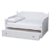 Baxton Studio Millie Cottage Farmhouse White Finished Wood Full Size Daybed with Twin Size Trundle - BSOMG0010-White-Daybed-Full