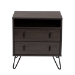 Baxton Studio Glover Modern and Contemporary Dark Brown Finished Wood and Black Metal 2-Drawer Nightstand - BSONS8016-Dark Brown-NS