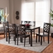 Baxton Studio Nicolette Modern and Contemporary Dark Brown Finished Wood 7-Piece Dining Set - BSORH340C-Dark Brown-7PC Dining Set