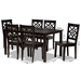 Baxton Studio Nicolette Modern and Contemporary Dark Brown Finished Wood 7-Piece Dining Set - BSORH340C-Dark Brown-7PC Dining Set