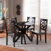 Baxton Studio Miela Modern and Contemporary Dark Brown Finished Wood 5-Piece Dining Set - BSOMiela-Dark Brown-5PC Dining Set