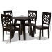Baxton Studio Rava Modern and Contemporary Dark Brown Finished Wood 5-Piece Dining Set - BSORava-Dark Brown-5PC Dining Set