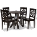 Baxton Studio Kaila Modern and Contemporary Dark Brown Finished Wood 5-Piece Dining Set - BSOKaila-Dark Brown-5PC Dining Set
