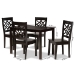 Baxton Studio Nicolette Modern and Contemporary Dark Brown Finished Wood 5-Piece Dining Set - BSORH340C-Dark Brown-5PC Dining Set