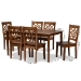 Baxton Studio Nicolette Modern and Contemporary Walnut Brown Finished Wood 7-Piece Dining Set - BSORH340C-Walnut-7PC Dining Set