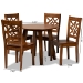 Baxton Studio Rava Modern and Contemporary Walnut Brown Finished Wood 5-Piece Dining Set - BSORava-Walnut-5PC Dining Set