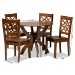 Baxton Studio Anila Modern and Contemporary Walnut Brown Finished Wood 5-Piece Dining Set - BSOAnila-Walnut-5PC Dining Set